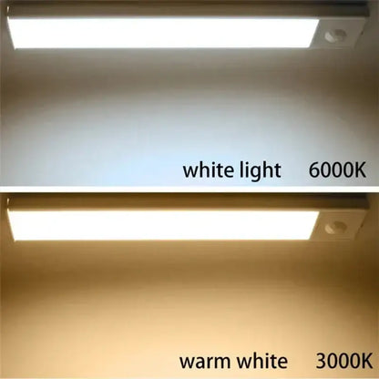 Decorbites led motion sensor cabinet light with dimmable rechargeable leds in cool white 6000k and warm white 3000k