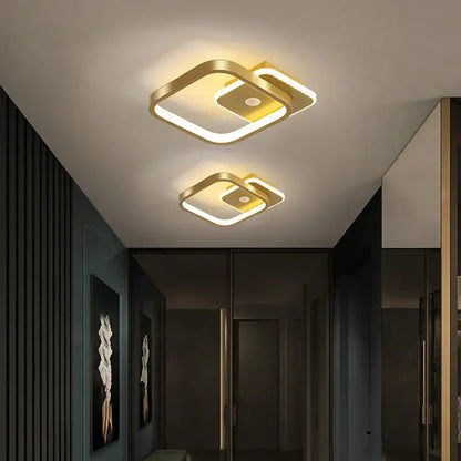 Modern gold-finished square ceiling light with integrated led lighting in decorbites led motion sensor indoor lamp