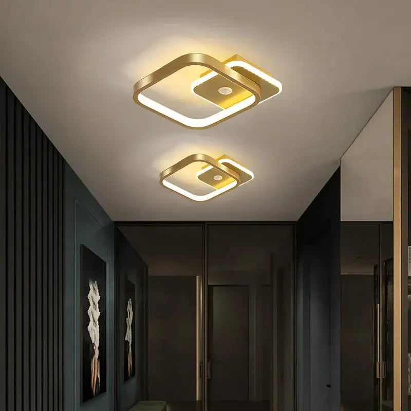 Modern gold-finished square ceiling light with integrated led lighting in decorbites led motion sensor indoor lamp