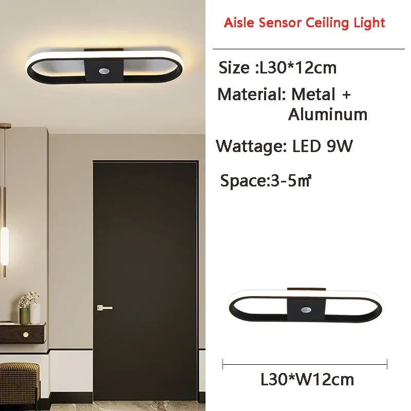 Modern black and white metal and aluminum decorbites led motion sensor ceiling lamp with led motion sensor for indoor lighting