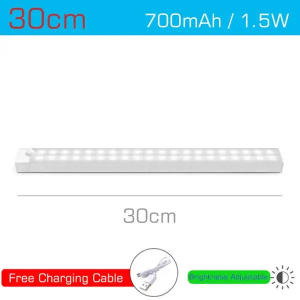 White decorbites led motion sensor light bar 30cm with adjustable brightness and usb rechargeable handheld lamp