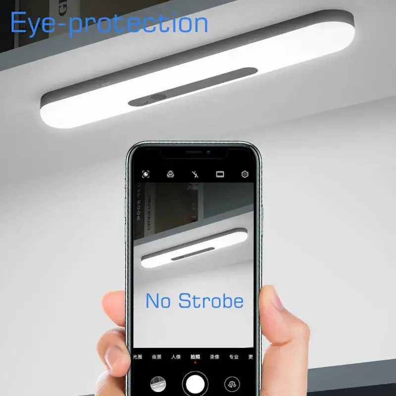 Decorbites™ white led motion sensor light with slim black accent bar for eye protection rechargeable wireless lamp