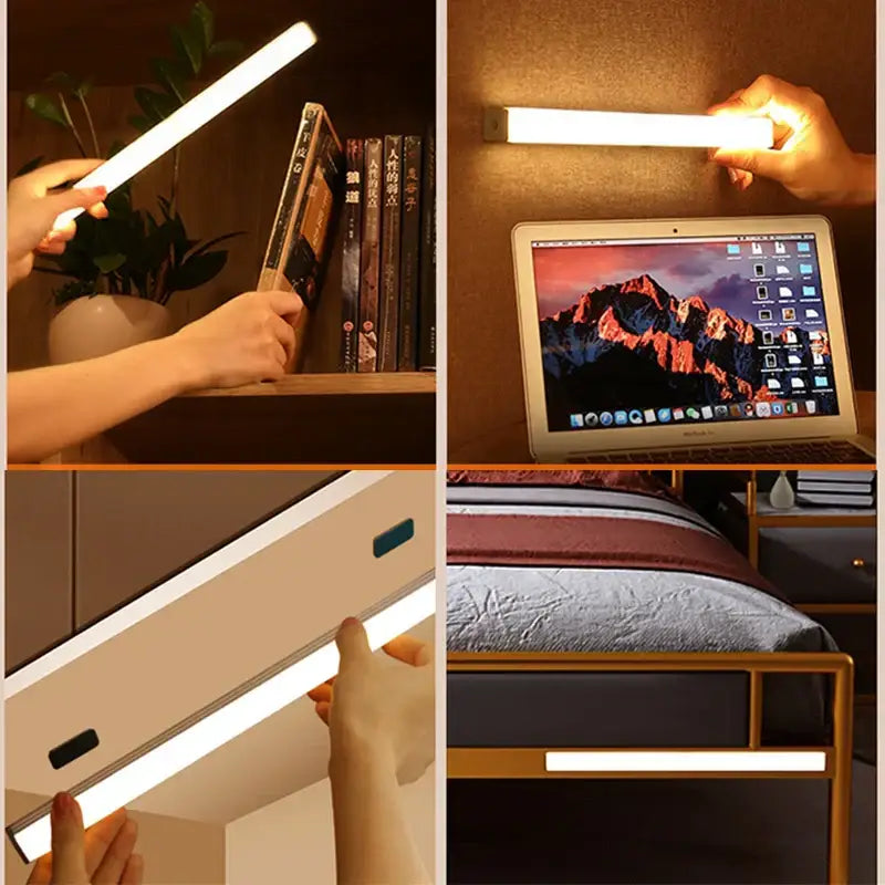 White decorbites led motion sensor night light strip with slim profile and adhesive backing for easy mounting