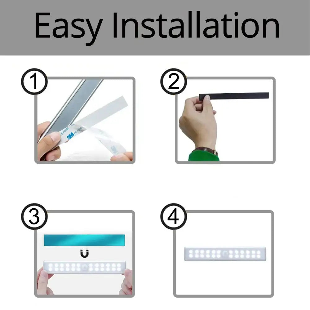 White led magnetic strip night light with sleek rectangular design and motion sensor by DecorBites led motion for cabinets