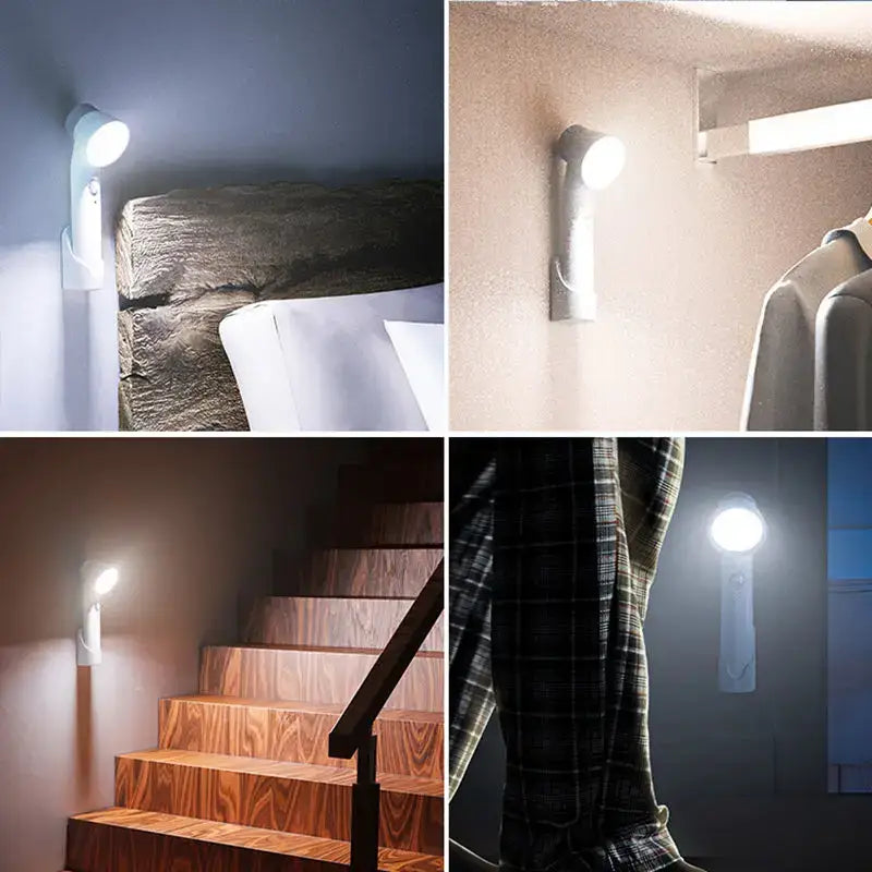 White decorbites led motion sensor night light with sleek adjustable head usb rechargeable wall lamp