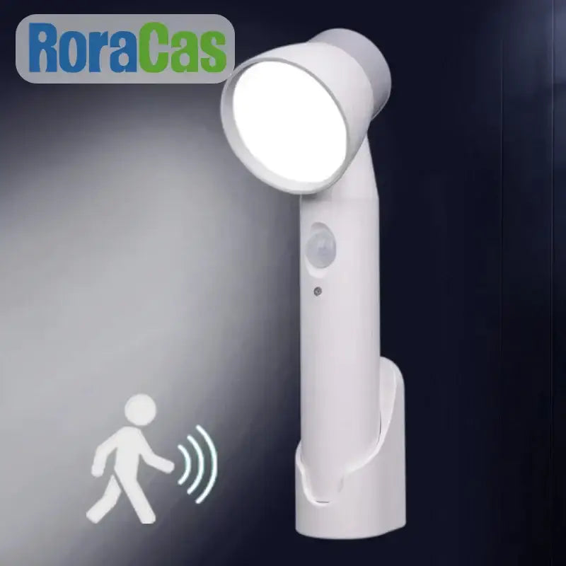 White roracas decorbites led motion sensor night light with cylindrical head and sleek modern wall-mounted design