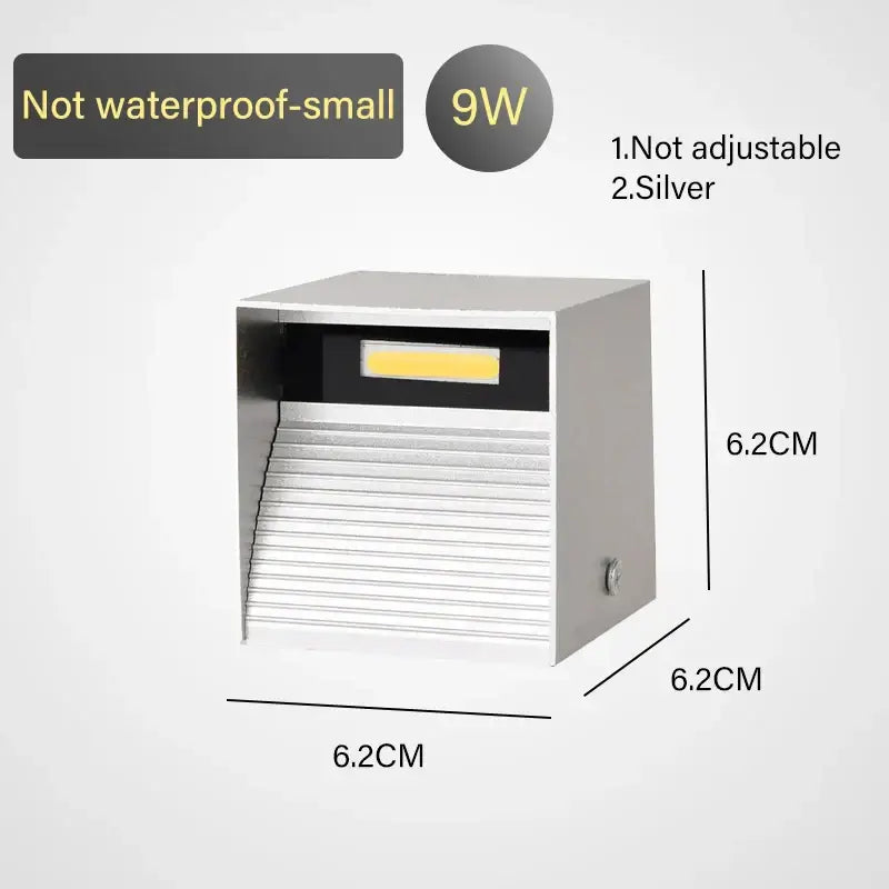Silver decorbites led motion sensor wall lamp with 9w solar power and rectangular slatted design for outdoor use