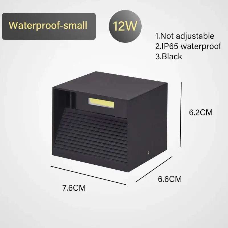 Black 12w ip65 waterproof outdoor wall lamp with rectangular design and motion sensor by decorbites led motion