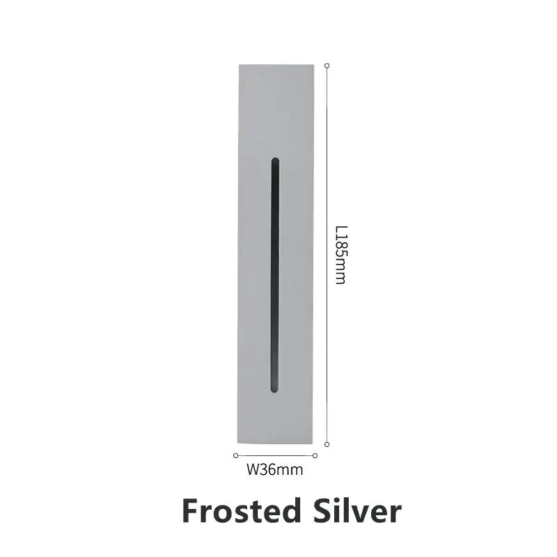 Frosted silver rectangular decorbites led motion sensor wall lamp with black accent for indoor outdoor use