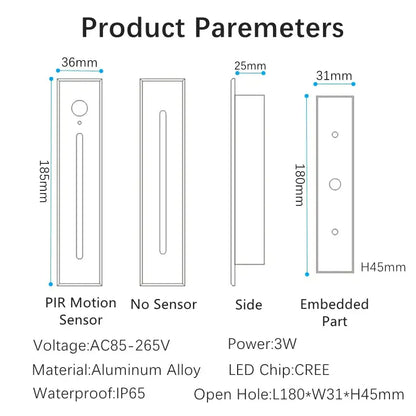 Aluminum alloy decorbites led motion sensor wall lamps with pir sensor and ip65 waterproof rating for indoor outdoor use