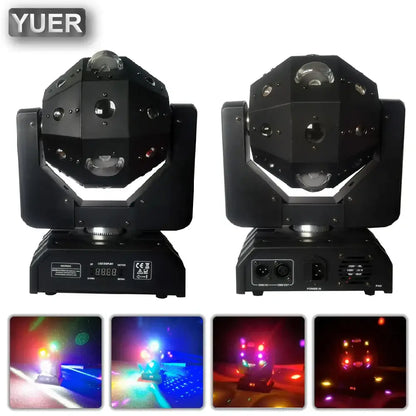Black yuer brand led moving head ball laser strobe light with multi-colored beam effects for disco and DJ use