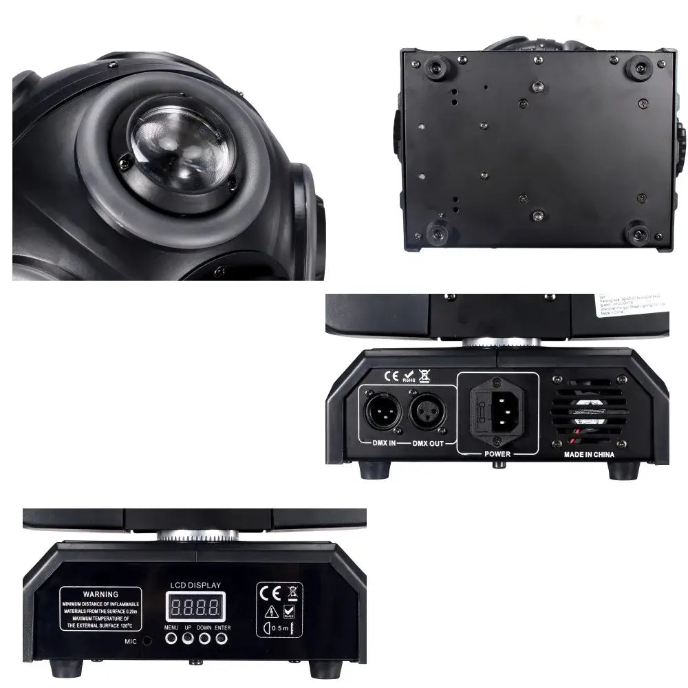 Black decorbites led moving head beam light with rgbw halo lcd display and multiple ports for disco stage lighting