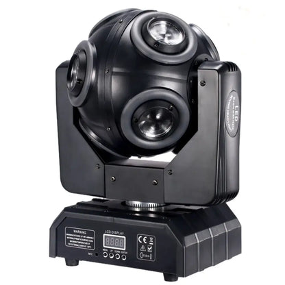 Black decorbites led moving head beam spotlight with spherical housing and rgbw halo for disco stage lighting