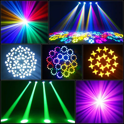 Colorful decorbites led moving head light projecting vibrant patterned beams with 10 gobos for events use
