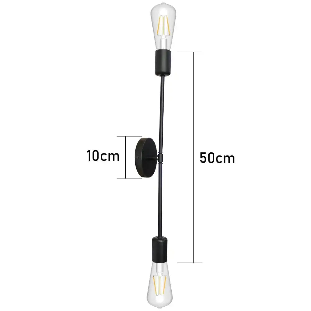 Black double-ended wall lamp with clear glass filament bulbs in decorbites led multihead mirror vintage lighting