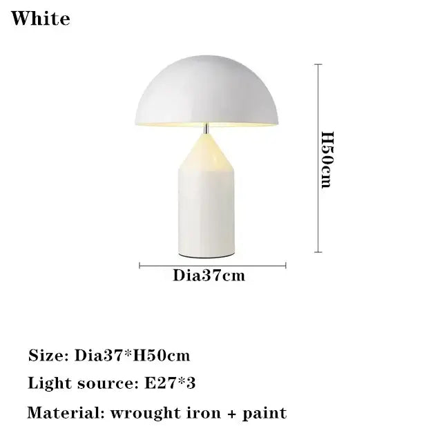 White mushroom-shaped decorbites led mushroom table lamp with sleek wrought iron design for modern living areas