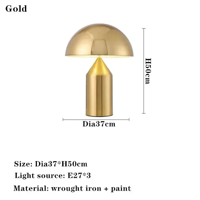Black decorbites led mushroom table lamp with gold-toned wrought iron base for living room or bedroom lighting