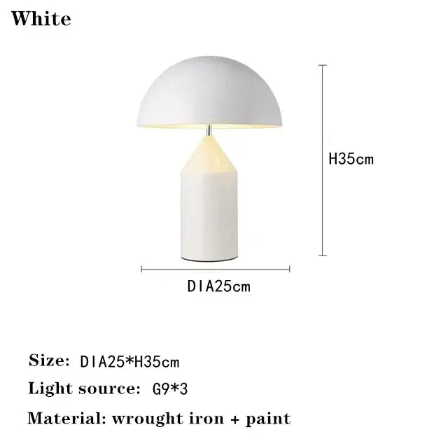 White led mushroom table lamp by decorbites with sleek wrought iron design for modern living room or bedroom decor
