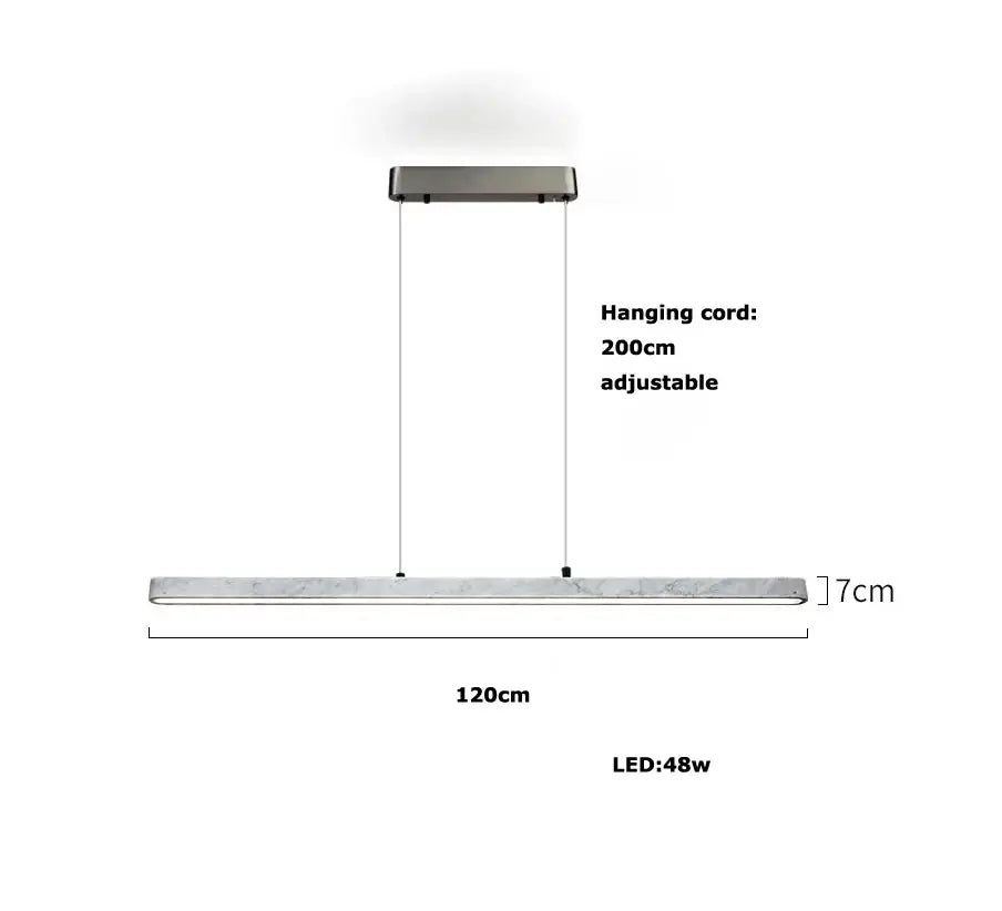 DecorBites led natural marble hanging rectangular pendant light with sleek finish and adjustable 200cm cord for dining room