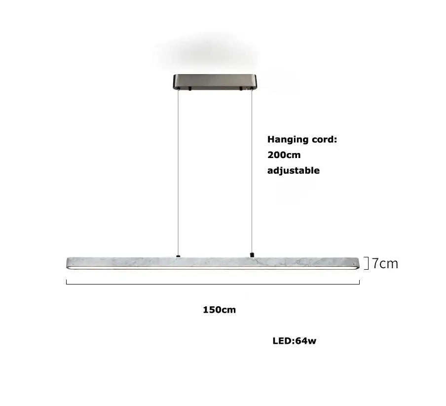 Modern minimalist decorbites led natural marble hanging chandelier with sleek rectangular diffuser for dining room use