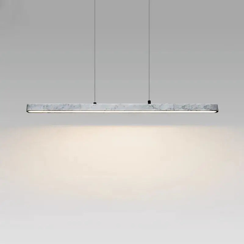 DecorBites™ LED natural marble hanging chandelier with sleek white rectangular marble and integrated LED for dining room