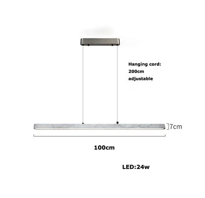Modern minimalist decorbites led natural marble hanging chandelier with rectangular concrete body and brushed metal mount