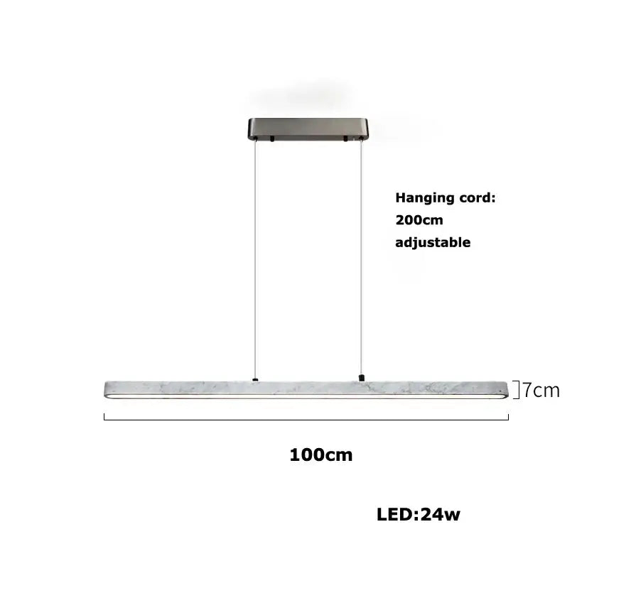 Modern minimalist decorbites led natural marble hanging chandelier with rectangular concrete body and brushed metal mount