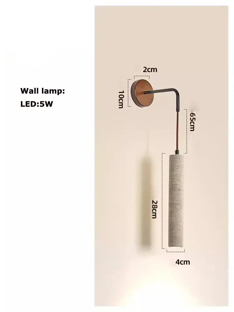 Industrial-style wall lamp with circular copper base, black arm, and concrete shade for decorbites led natural stone round use