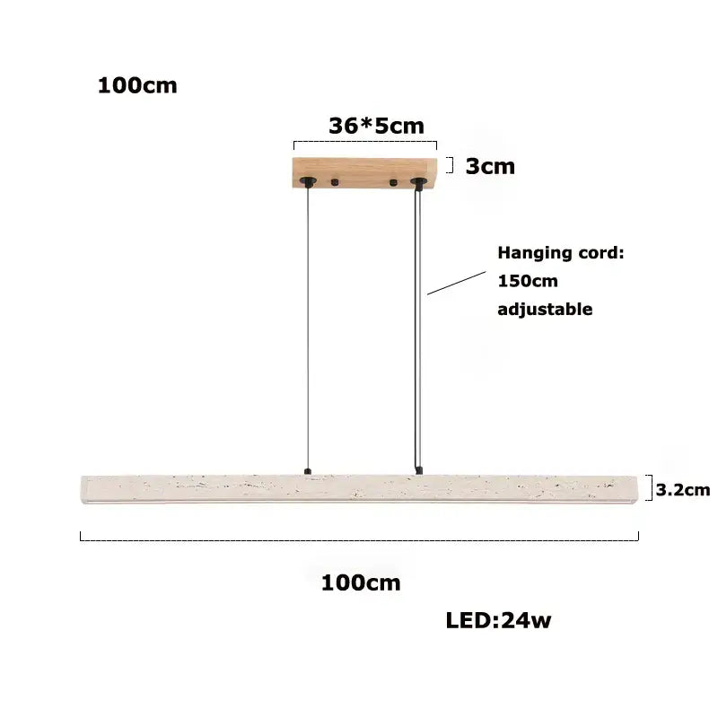 Minimalist 100cm decorbites led natural stone round pendant light with off-white textured lampshade and wood bracket
