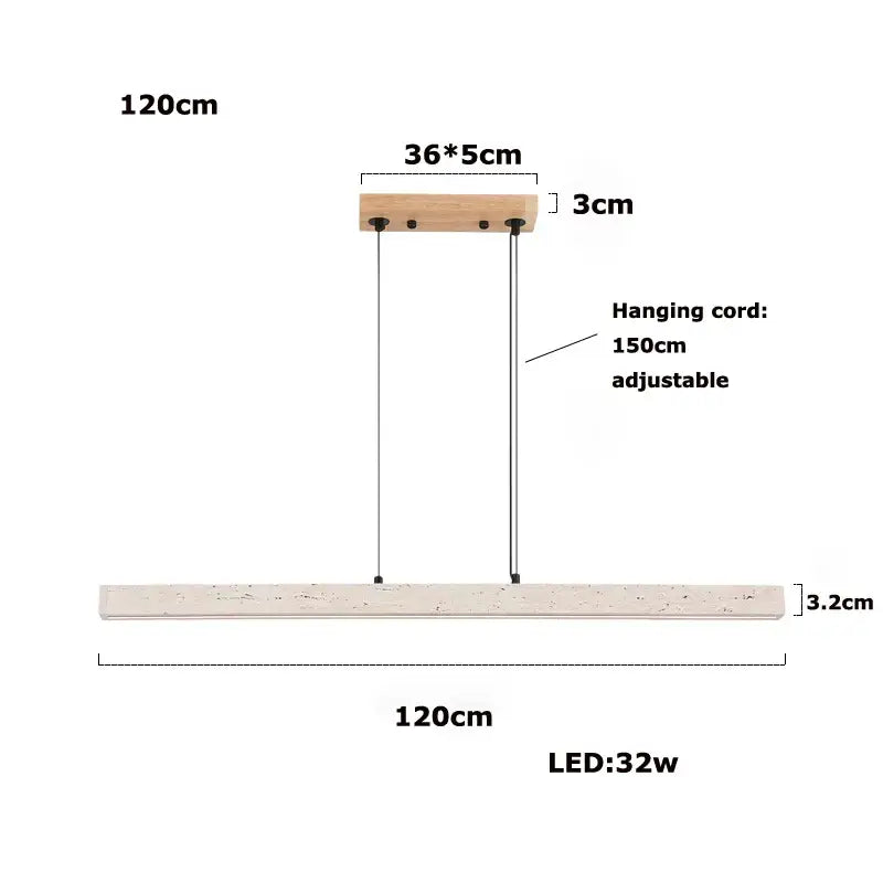Decorbites led natural stone round linear chandelier with rectangular concrete body and wooden adjustable mount