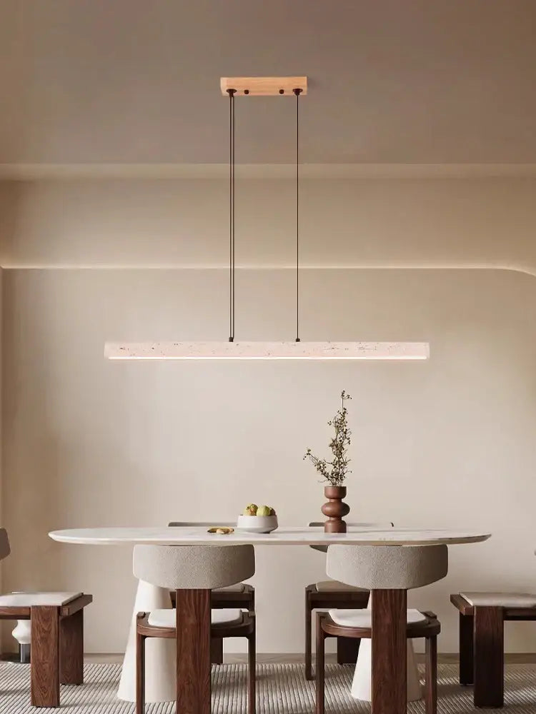 Decorbites led natural stone round dimmable pendant light with matte white diffuser and natural wood ceiling mount
