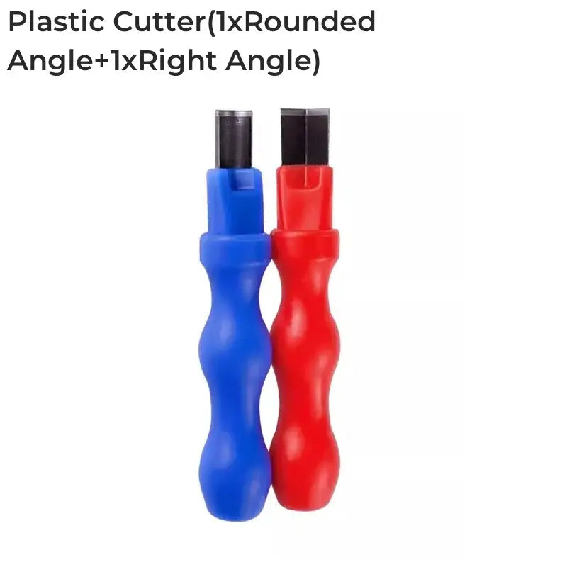 Decorbites led neon plastic carving knife with blue and red handles and rounded and right-angle blades for woodworking and neon light installation