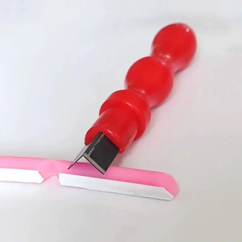 Decorbites led neon carving knife with red plastic handle and black angled metal blade for woodworking and neon light installation