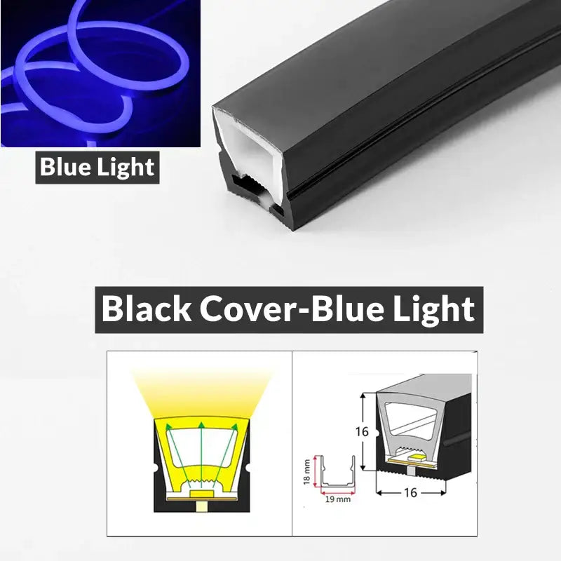 Black decorbites™ led neon rope lights with blue led strip durable waterproof outdoor home decor lighting