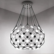 Black mesh decorbites led net pocket pendant light with circular led bulbs in geometric pattern for living room