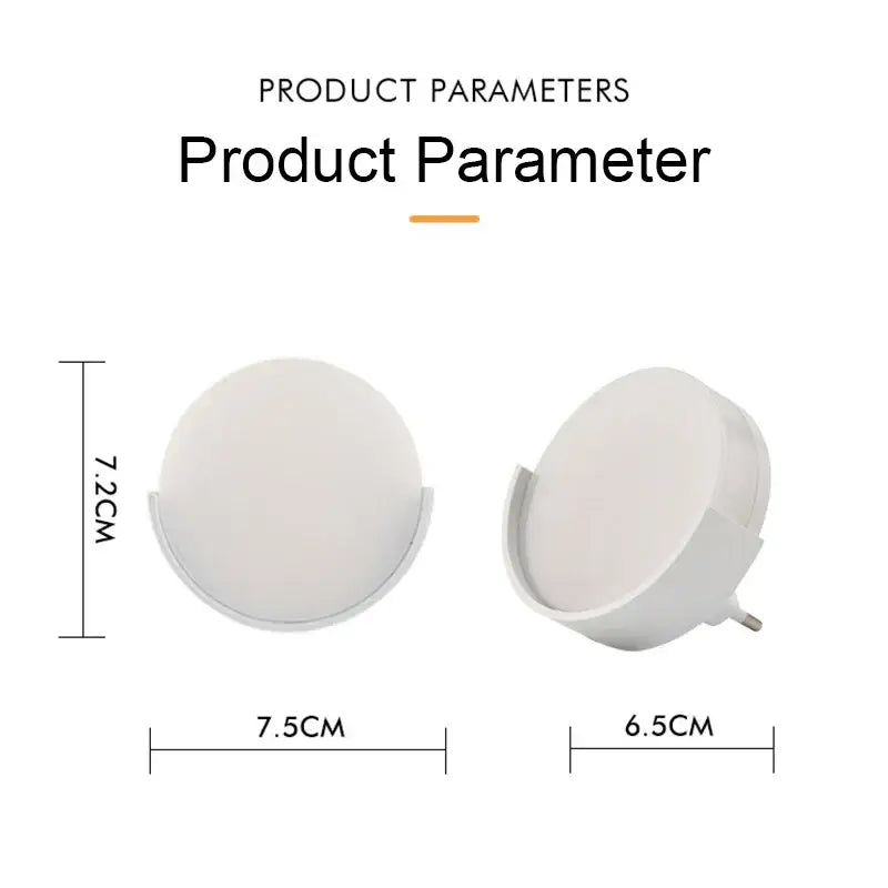 White circular decorbites led night light with sleek design and integrated eu plug for easy bedroom installation