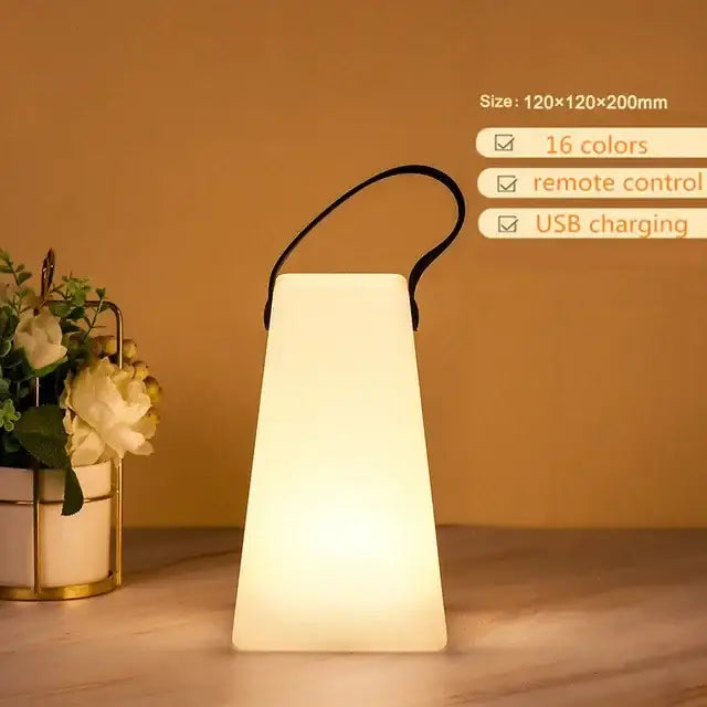 Decorbites™ led night light portable off-white rectangular lamp with usb charging and black carrying handle for indoor outdoor use