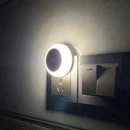 White circular decorbites led night light with smart sensor and soft glow designed for bedroom hallway use