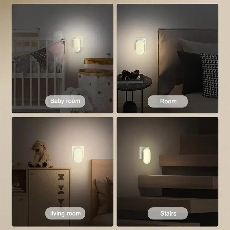 White oval-shaped adhesive decorbites led night light with soft glow and light control induction for bedroom decor