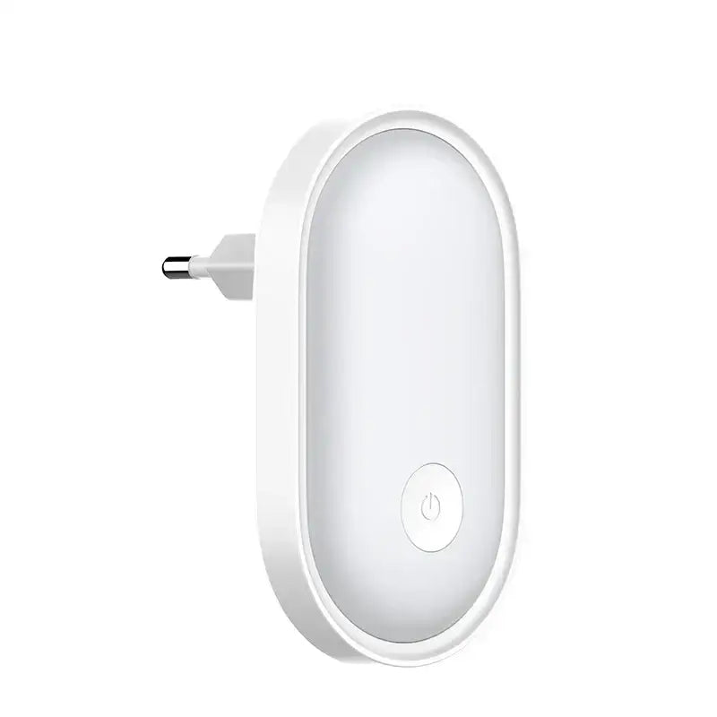 White oval wall-mounted decorbites led night light with power button and european plug for bedroom use