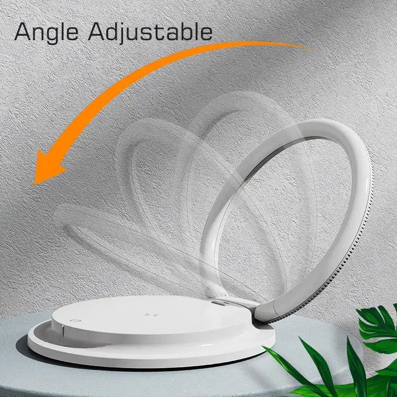 White sleek angle-adjustable led night light by decorbites with 15w wireless charger for modern bedroom decor