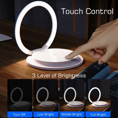 A sleek white decorbites led night light with touch control and three brightness levels for bedroom use