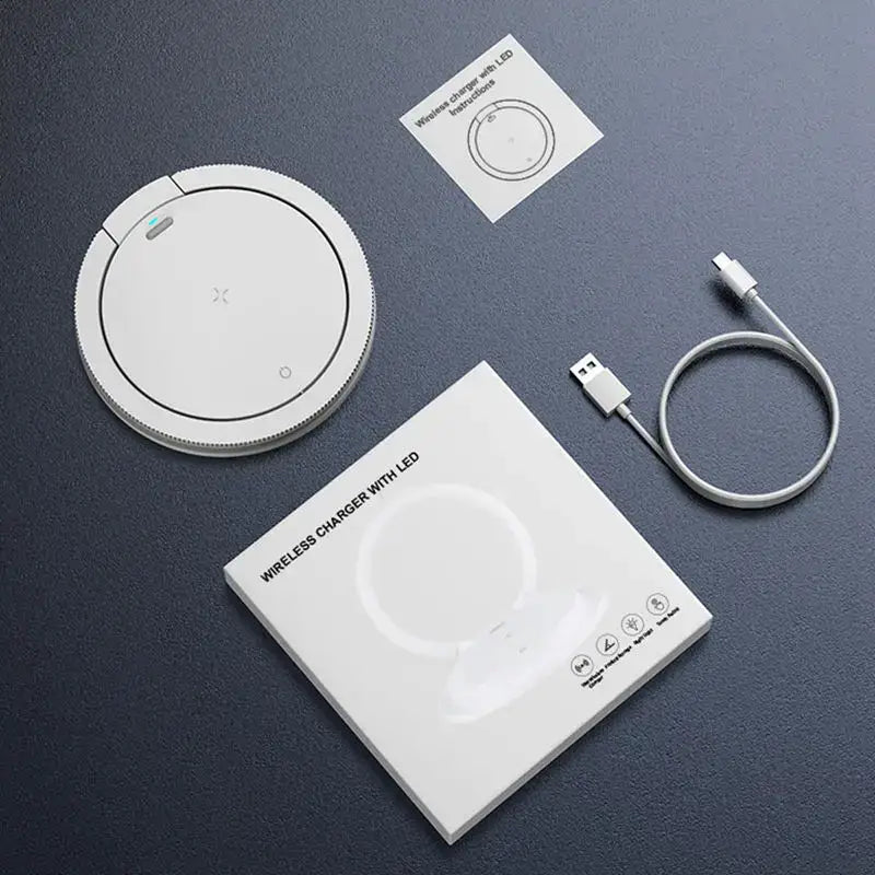 White circular decorbites led night light with 15w wireless charger and led indicator for bedroom decor