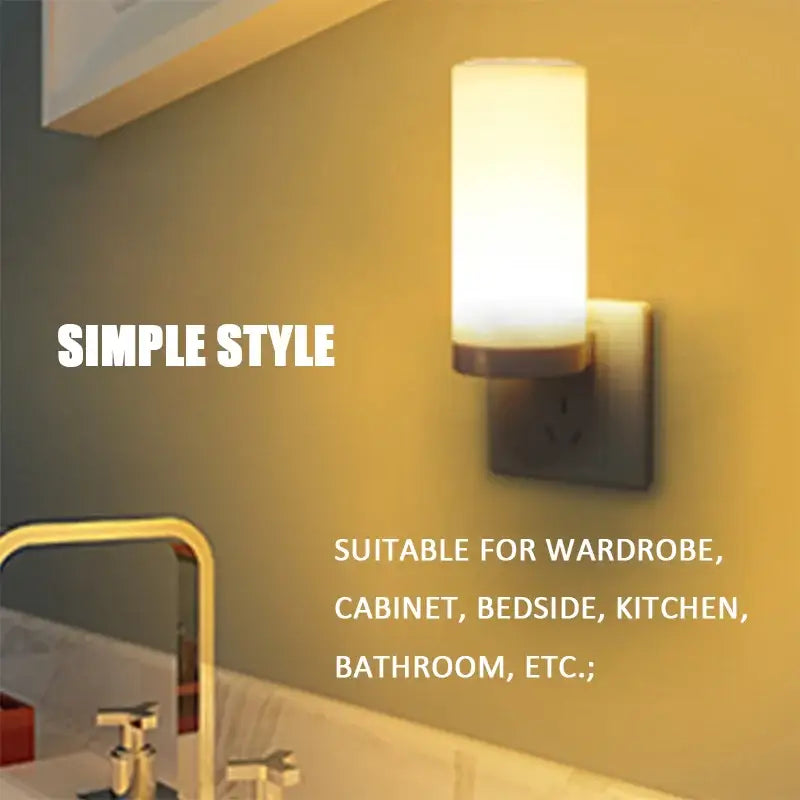 Decorbites led night light with remote timer featuring warm-toned cylindrical wall sconce and frosted glass shade