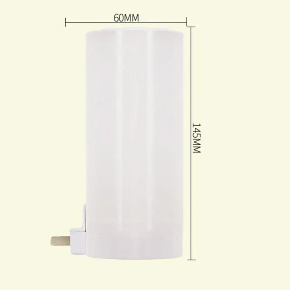 White cylindrical decorbites led night light with frosted plastic body 60mm diameter 145mm height for bedside use