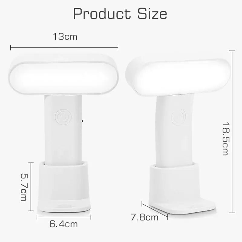 White plastic decorbites led nightlight with rectangular illuminated head and adjustable stand for table and handheld use