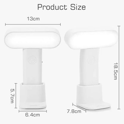 White plastic decorbites led nightlight with rectangular illuminated head and adjustable stand for table and handheld use