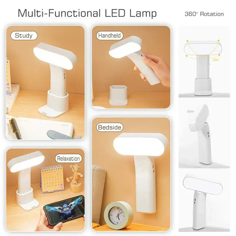 White multi-functional decorbites led nightlight with sleek design and 360° rotation rechargeable 3-color lamp