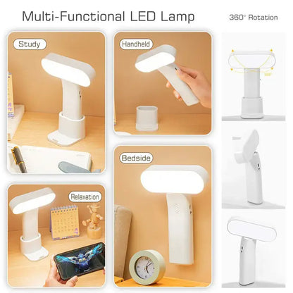 White multi-functional decorbites led nightlight with sleek design and 360° rotation rechargeable 3-color lamp