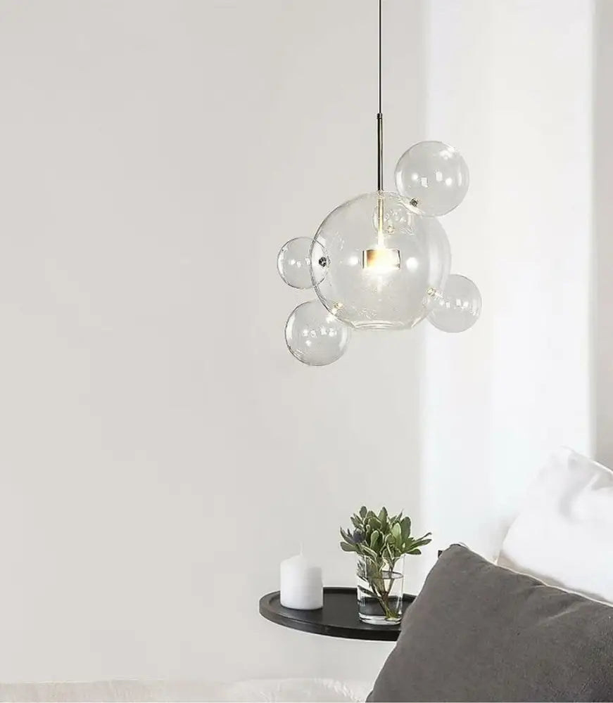 DecorBites™ led nordic bubble chandelier with clear glass orbs and central bulb for modern home lighting decor led